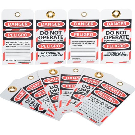 NATIONAL MARKER CO NMC Bilingual Lockout Tags - Do Not Operate Equipment Tag-Out SPLOTAG14